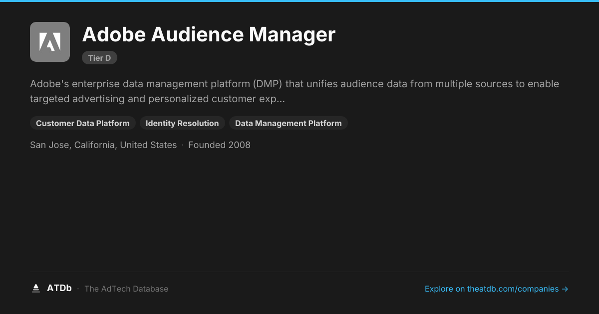 Adobe Audience Manager — Data Management Platform (DMP) | ATDb