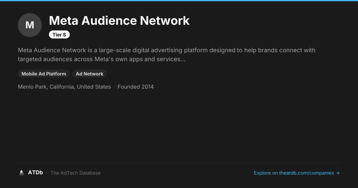 Meta Audience Network — Mobile Advertising Network | ATDb