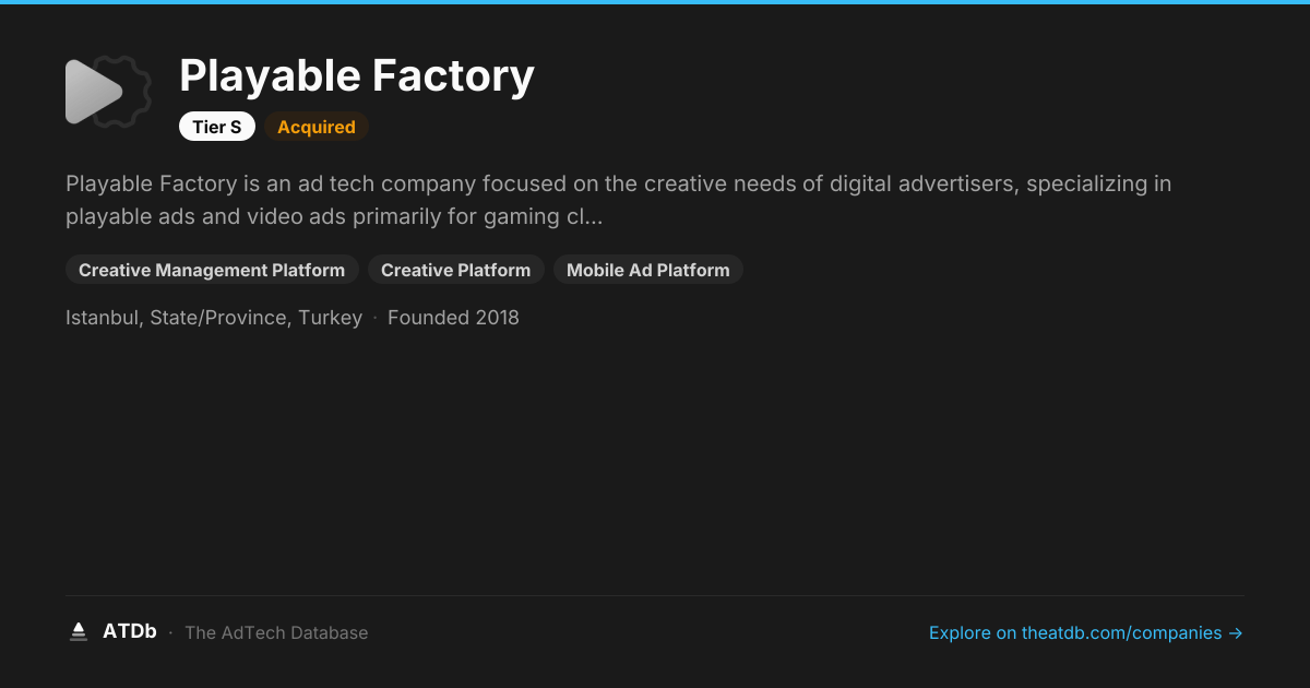 Playable Factory — Playable Ads | ATDb