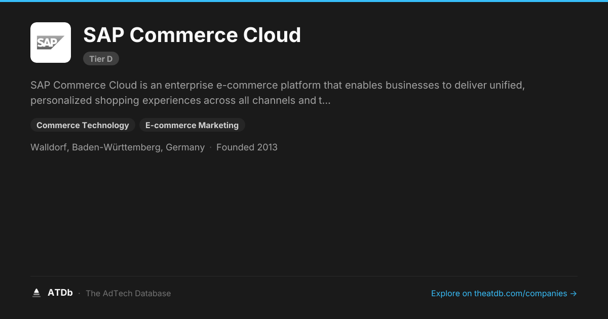 SAP Commerce Cloud — E-commerce Platform | ATDb