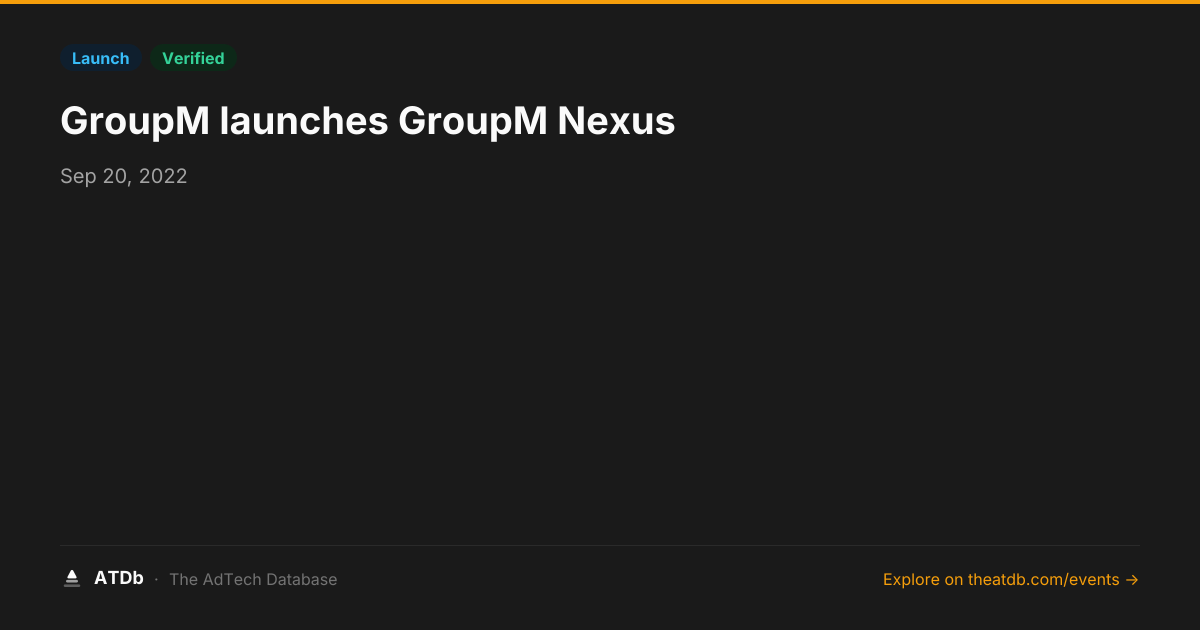 GroupM launches GroupM Nexus | ATDb