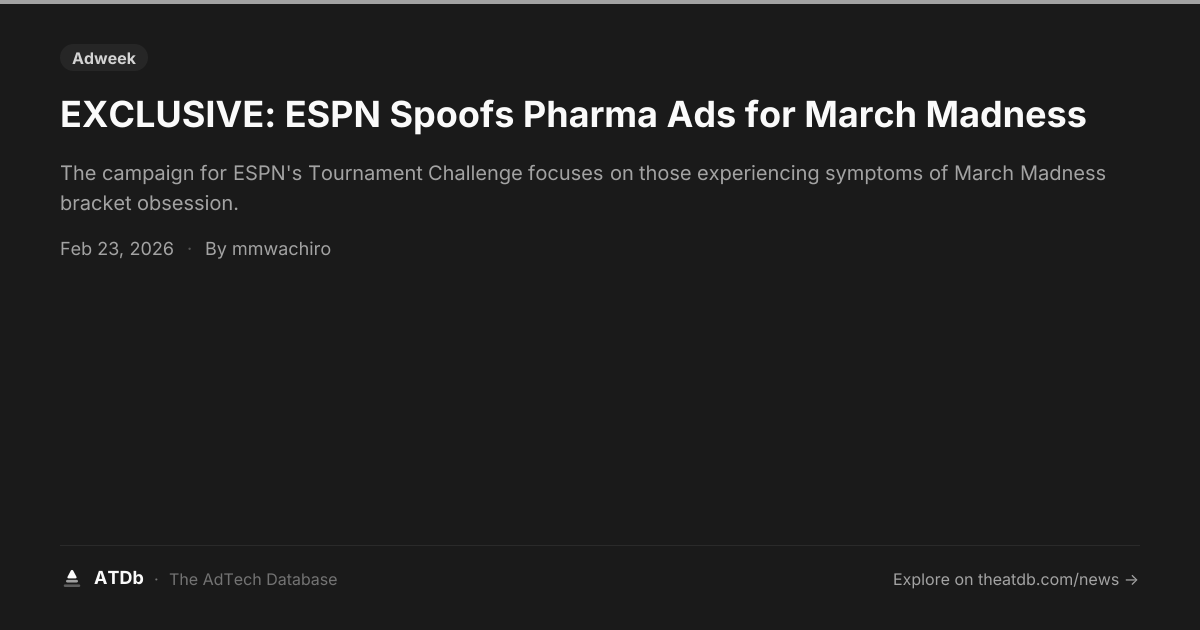 EXCLUSIVE: ESPN Spoofs Pharma Ads for March Madness | ATDb